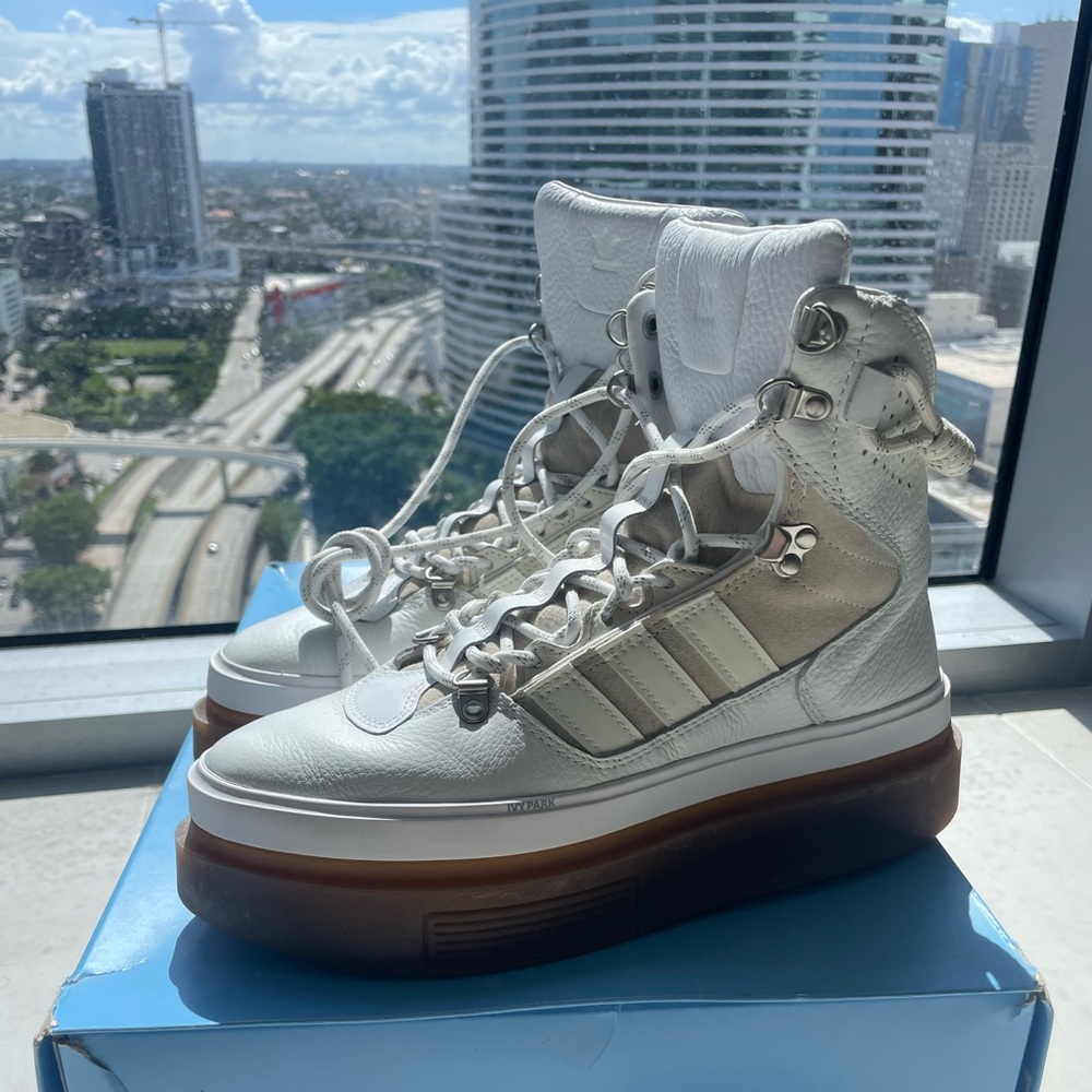 Adidas Ivy Park Women’s Super Sleek Boot in White & Beige